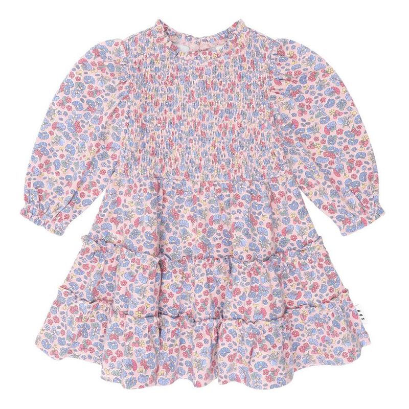 Huxbaby Vintage Floral Puff Long Sleeve Shirred Dress 3-5Y image number 0